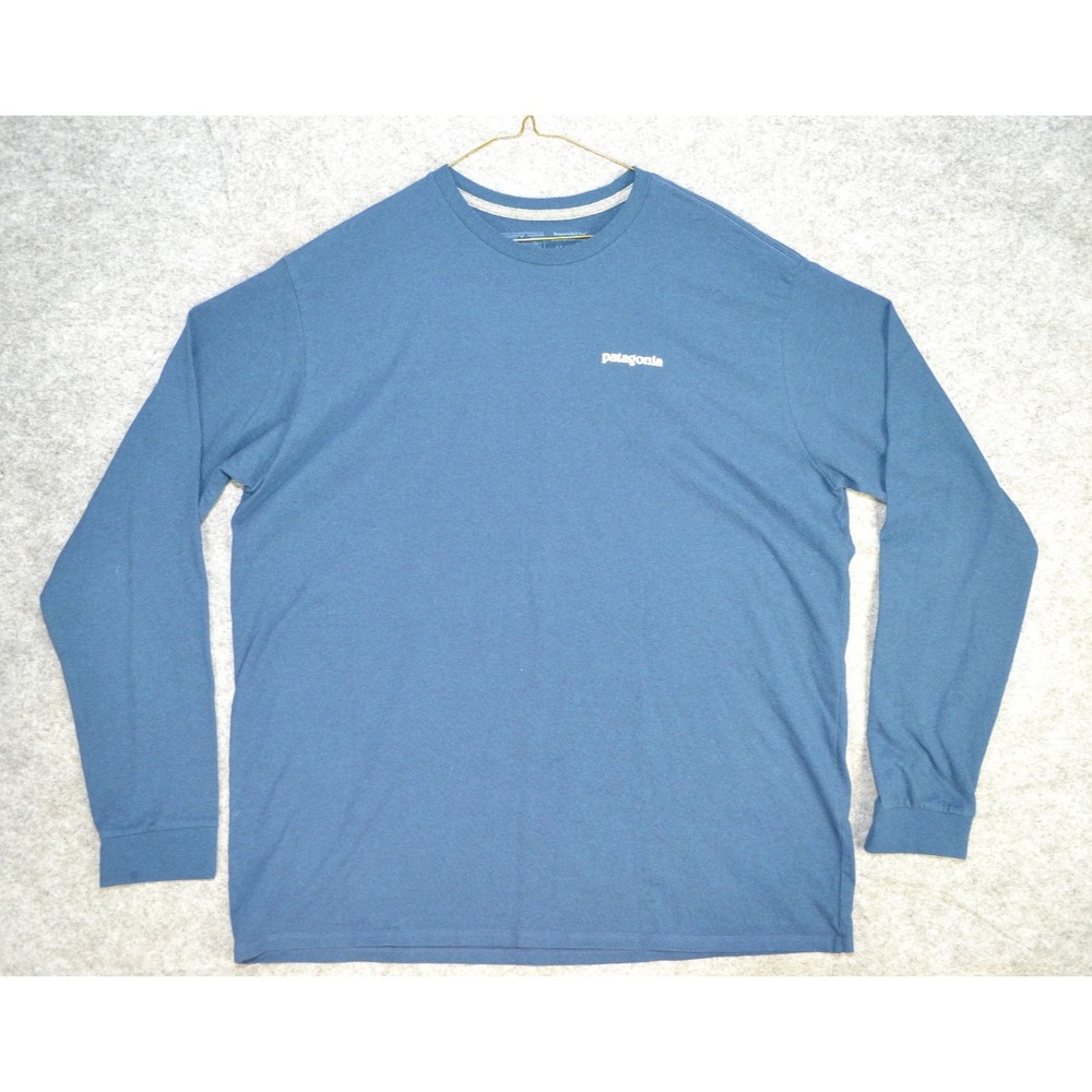 Patagonia Shirt Mens XL Blue Responsibili Tee P6 Logo‎ Crew Long Sleeve